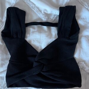 Black Ribbed Women's Top